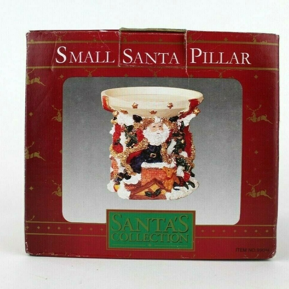 Santa's Collection Santa Pillar Pedestal Candle Holder EUC